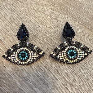 Evil eye protection earrings, vintage